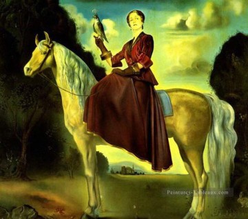 350 人の有名アーティストによるアート作品 Painting - 馬術ファンタジー ダン夫人の肖像 サルバドール・ダリ